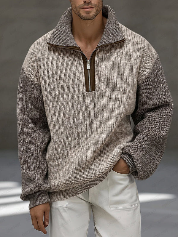 Einzigartiger Troyer-Pullover im Kontrast-Design