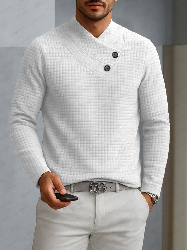 Lässiges Damen Oberteil mit schrägem Kragen und Karojacquard