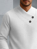 Lässiges Damen Oberteil mit schrägem Kragen und Karojacquard