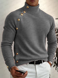 Gerippter Rollkragenpullover mit asymmetrischem Knopf-Detail