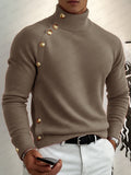 Gerippter Rollkragenpullover mit asymmetrischem Knopf-Detail