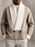 Zweifarbige Herren Strickjacke mit Wildleder Patchwork
