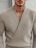 Lässiges Kreuzleisten Pullover Strick Top