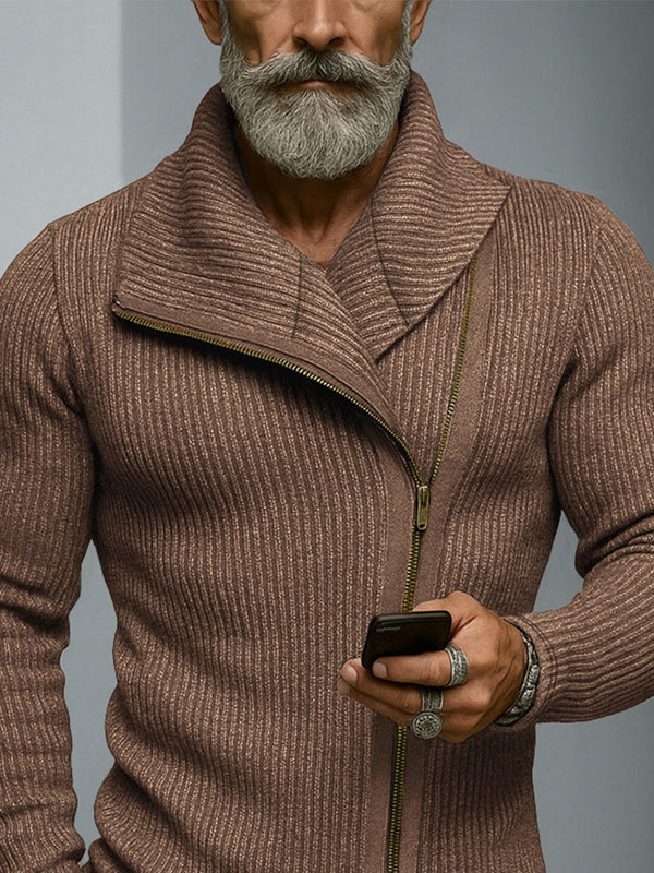 Trendiger Strick-Cardigan mit schrägem Reißverschluss