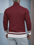 Designer-Rollkragen-Top mit Kontrast-Details & Zierknöpfen