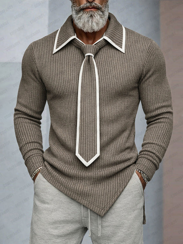 Modernes Strickoberteil mit Kontrastdetails und abnehmbarer Krawatte