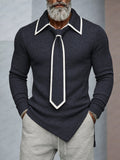 Modernes Strickoberteil mit Kontrastdetails und abnehmbarer Krawatte