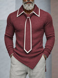 Modernes Strickoberteil mit Kontrastdetails und abnehmbarer Krawatte