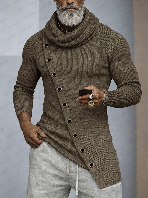 Slim-Fit-Stricktop mit Wasserfallkragen & Ösen-Details