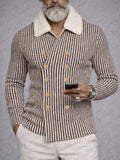 Lässige zweireihige Herren Strickjacke mit Streifen