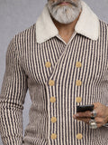 Lässige zweireihige Herren Strickjacke mit Streifen
