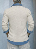 Stilvolles Denim-Patchwork-Strickhemd in 2-in-1-Optik
