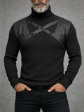 Slim Fit Rollkragen-Top mit Leder-Patchwork