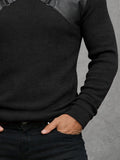 Slim Fit Rollkragen-Top mit Leder-Patchwork