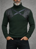 Slim Fit Rollkragen-Top mit Leder-Patchwork