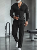 Athleisure-Set mit Poloshirt und Hose aus Stretch-Strick