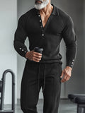 Athleisure-Set mit Poloshirt und Hose aus Stretch-Strick