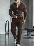 Athleisure-Set mit Poloshirt und Hose aus Stretch-Strick