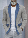 Stilvolles Strick-Sakko mit Denim-Kontrast Grau