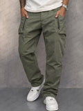 Trendy Tapered Cargo-Hose aus 100% Baumwolle - Armeegrün