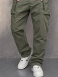 Trendy Tapered Cargo-Hose aus 100% Baumwolle - Armeegrün-2