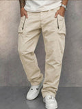 Trendy Tapered Cargo-Hose aus 100% Baumwolle - Apricot