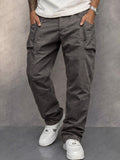 Trendy Tapered Cargo-Hose aus 100% Baumwolle - Dunkelgrau