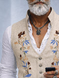 Elegante Baumwoll Leinen Stickerei Weste