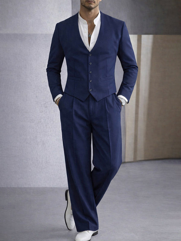 Smart Casual Set kragenloses Sakko und Hose