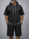 Relaxed Fit Kontrastnaht Trainingsanzug Set