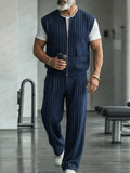Urbanes Freizeit-Set mit Nadelstreifen: Zip-Weste und Hose