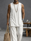 Schlichtes lässiges Tanktop- und Hosen-Set aus 100% Baumwolle