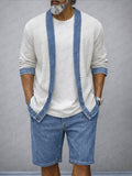 Modernes 2-teiliges Denim-Patchwork-Set in Kontrastfarben