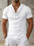Lässiges Slim Fit Wasserfallkragen Shirt