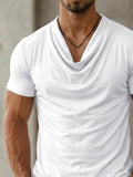 Lässiges Slim Fit Wasserfallkragen Shirt