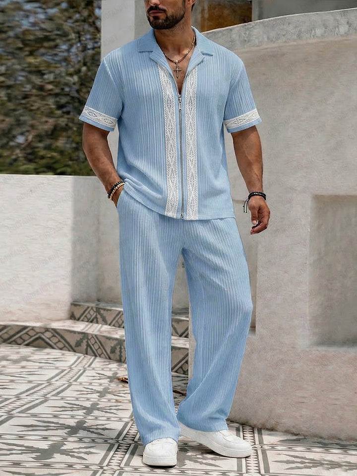 Casual Resort-Set mit Spitzen-Patchwork