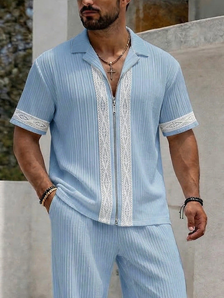 Casual Resort-Set mit Spitzen-Patchwork