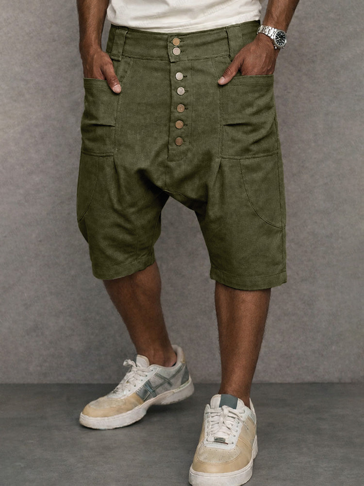Casual Drop Crotch Haremsshorts aus 100% Baumwolle