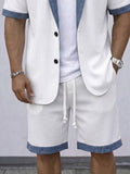 Lässiges strukturiertes Kurzarm-Blazer- und Shorts-Set