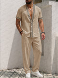 Sommer-Urlaubs-Set mit Streifenbesatz Khaki