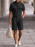 Urbanes Casual-Set mit mehreren Taschen Schwarz