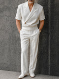 Elegantes Sommer-Set aus Oberteil mit halber Knopfleiste und gerader Hose