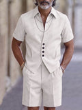 Elegantes Set aus Kurzarmhemd mit Knopfleiste und Shorts Weiß