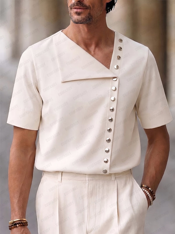 Lässiges Hemd mit einzigartigem asymmetrischem Knopfdesign