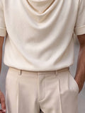 Mühelos stilvolles T-Shirt mit Wasserfallkragen
