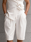 Avantgardistisches Set aus Weste und Shorts mit Blumendekor