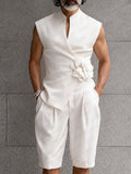Avantgardistisches Set aus Weste und Shorts mit Blumendekor
