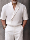 Smart Casual Set aus plissiertem Kurzarm-Blazer und Shorts