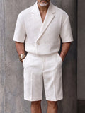 Smart Casual Set aus plissiertem Kurzarm-Blazer und Shorts