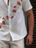 Sommerhemd aus 100 % Baumwolle mit Blumenstickerei